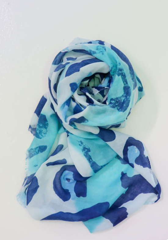 Miller Turquoise Leopard Scarf