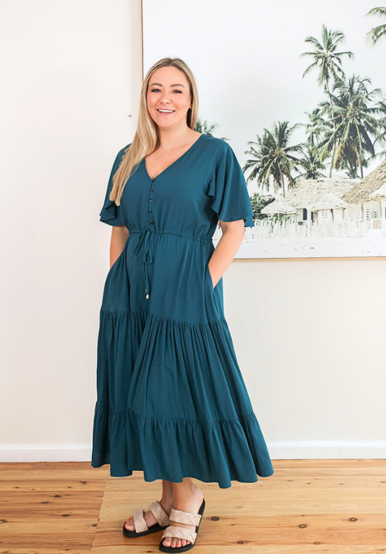 Athena Midi Dress Emerald Green