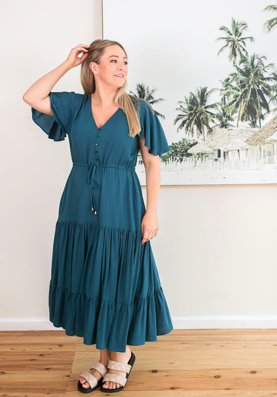 Athena Midi Dress Emerald Green