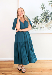 Athena Midi Dress Emerald Green