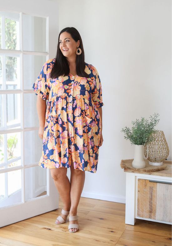 Sunny Dress Navy Paradise Print