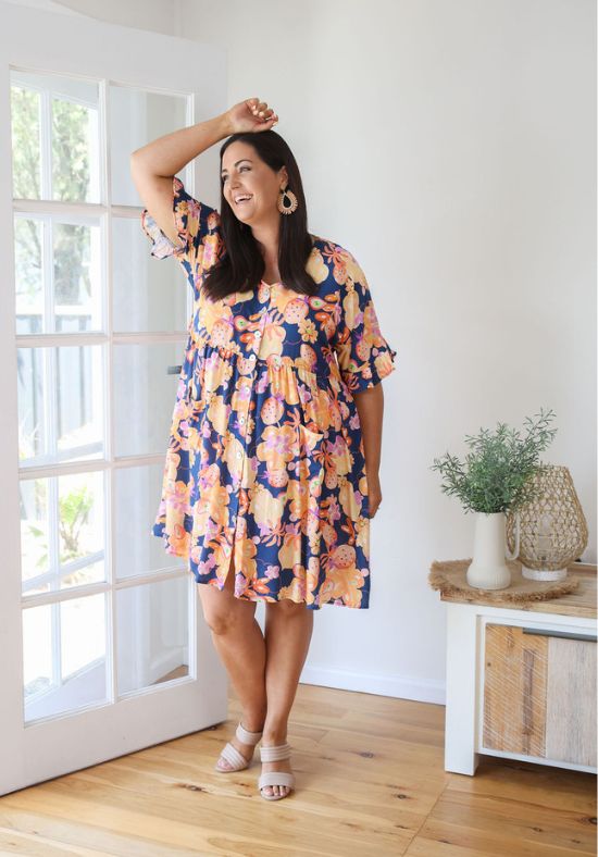 Sunny Dress Navy Paradise Print