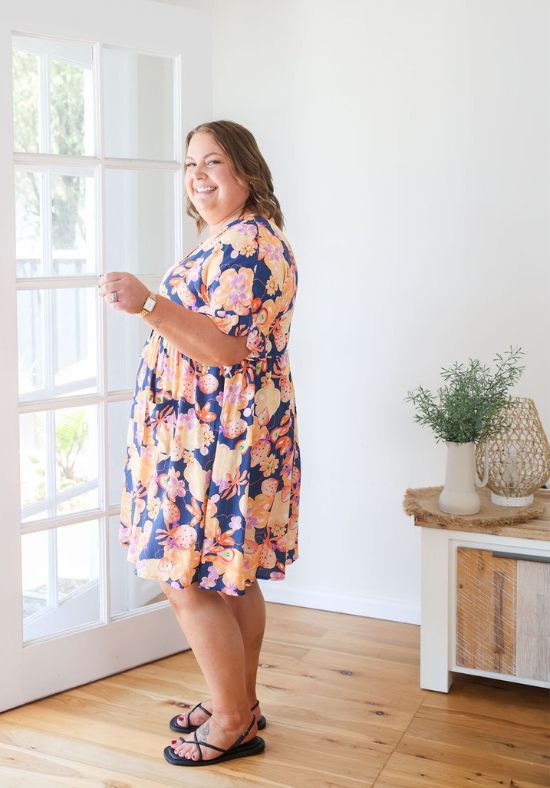 Sunny Dress Navy Paradise Print