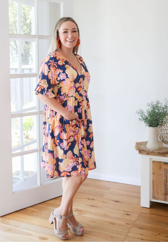 Sunny Dress Navy Paradise Print