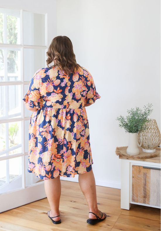 Sunny Dress Navy Paradise Print