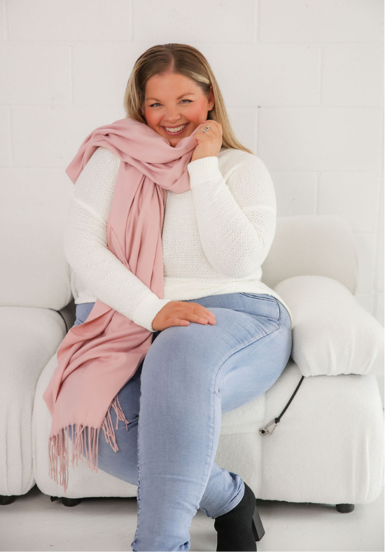 New women’s fashion ladies pink cashmere scarf daisy's closet