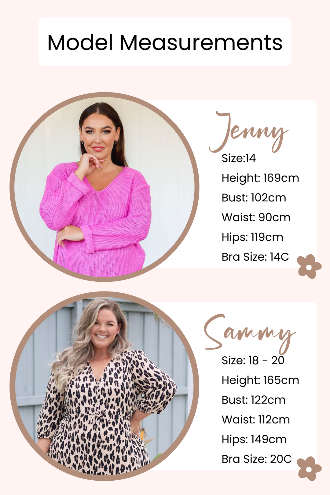 Women's Online Clothing Boutique - Austrlia - Plus Size Fashion - Sizes 6 - 26 - Model Size Guide - Daisy's Closet