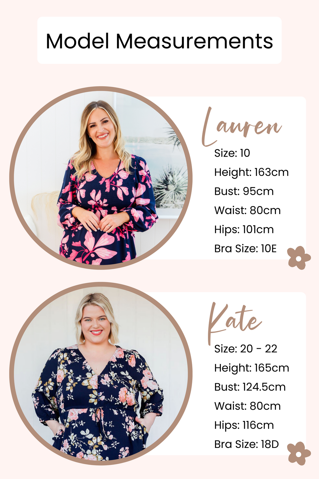 Women's Online Clothing Boutique - Daisy's Closet - Australia - Model Size Guide