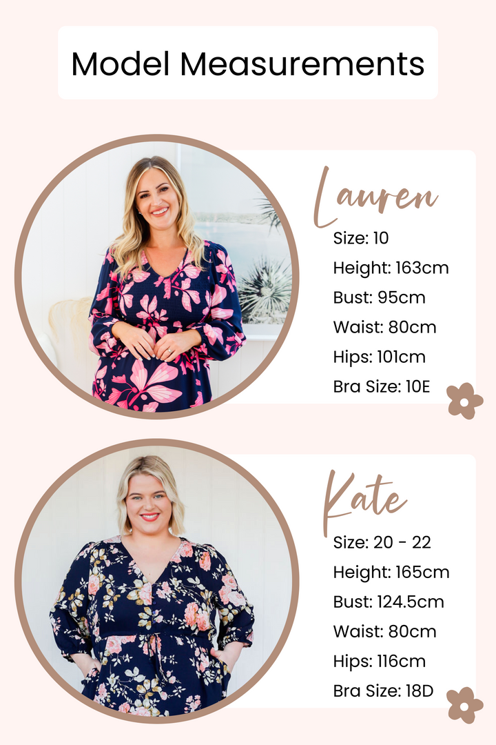 Womens Online Clothing Boutique Australia - Daisy's Closet - Model Measurement Guide