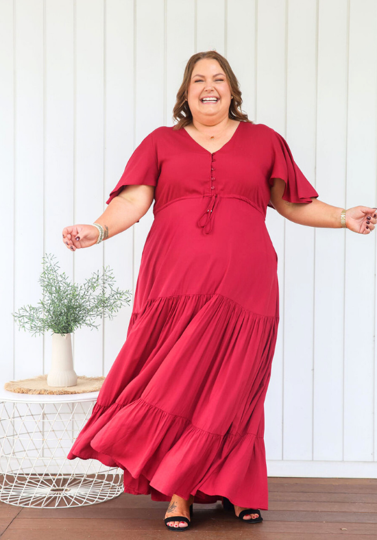 New Gracie Maxi Dress Wine - Daisy’s Closet