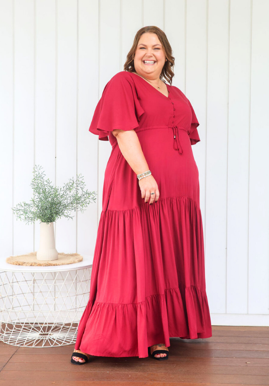 New Gracie Maxi Dress Wine - Daisy’s Closet