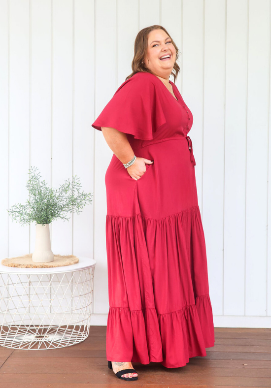 New Gracie Maxi Dress Wine - Daisy’s Closet