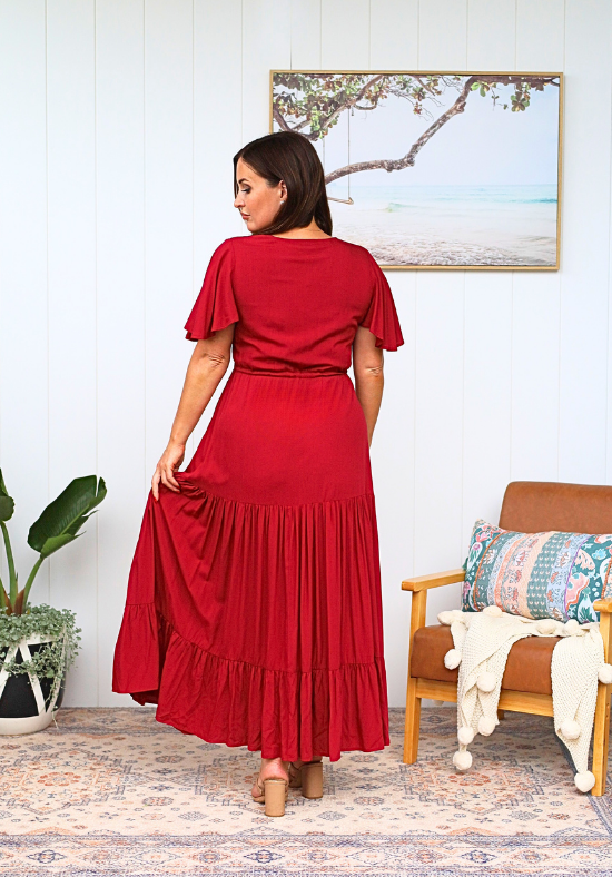 New Gracie Maxi Dress Wine - Daisy’s Closet