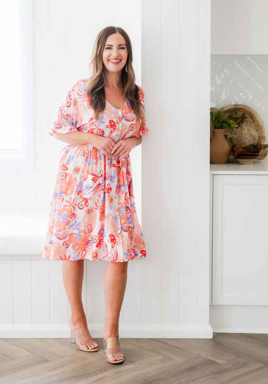 Sunny Dress Peach Paradise Print - Daisy’s Closet