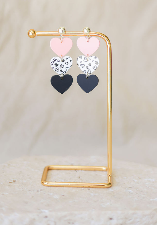 Triple Charm Earrings- Pink - Daisy’s Closet