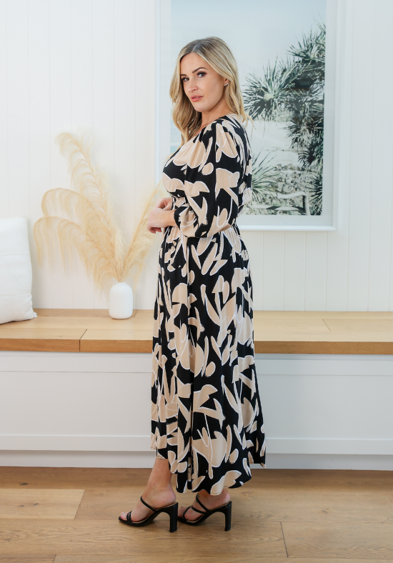 Ladies Black Maxi Dress - Long Sleeve Party Dress - Bianca Dress - Daisy's Closet