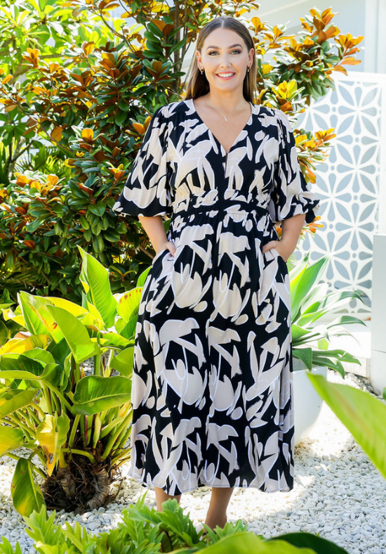 Ladies Party Dress - Summer Dress - V Neckline - Side Pockets - Sizes 6 - 26 - Daisy's Closet