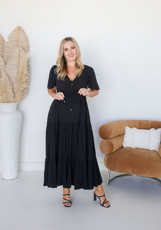 Ladies Black Maxi Dress - Gracie Maxi Dress - Daisy's Closet