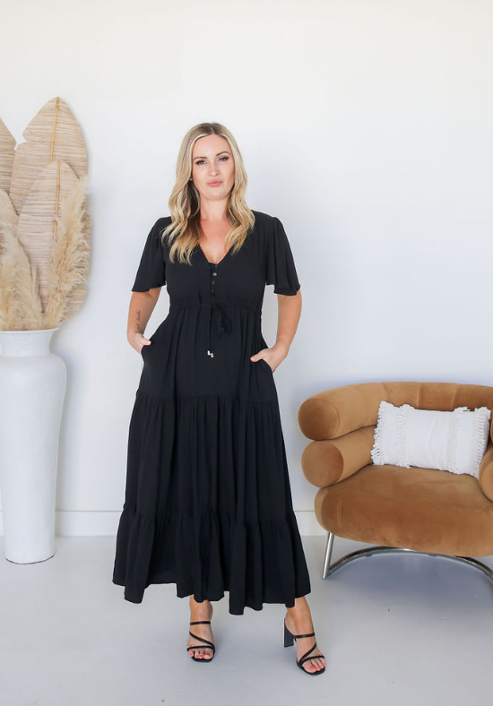 Ladies Black Maxi Dress - Gracie Maxi Dress - Daisy's Closet