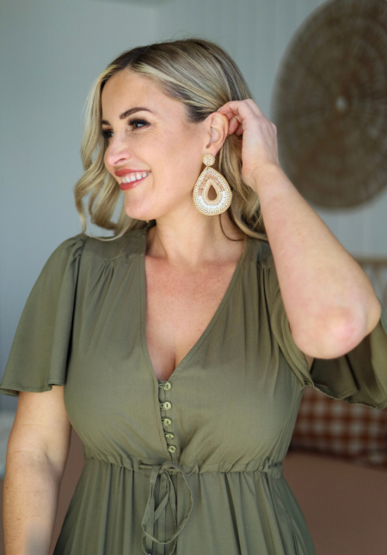 Gracie Maxi Dress Khaki - Daisy’s Closet