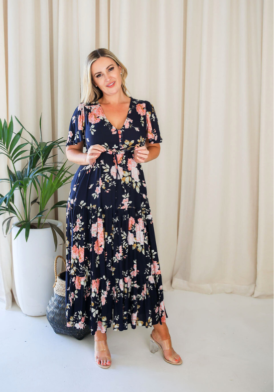 Gracie Maxi Navy Floral Print - Daisy’s Closet