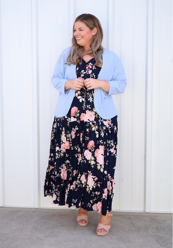 Ladies Navy Maxi Dress - Floral - Gracie Dress - Daisy's Closet