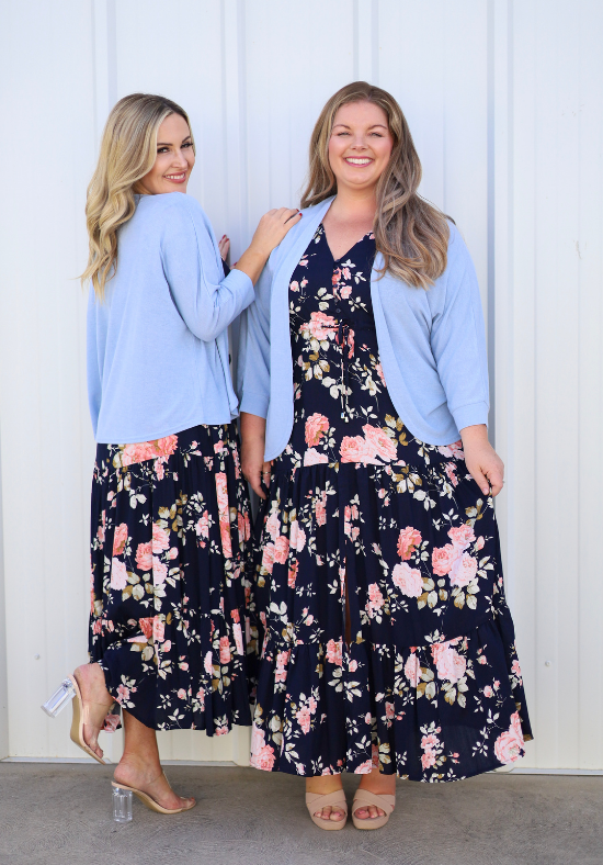 Ladies Navy Maxi Dress - Floral - Gracie Dress - Daisy's Closet