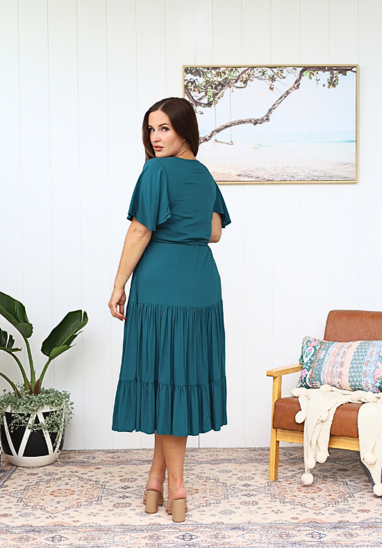 Athena Midi Dress Emerald Green – Daisy's Closet