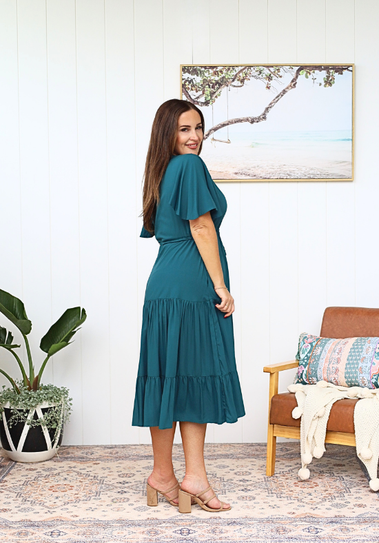 Athena Midi Dress Emerald Green – Daisy's Closet