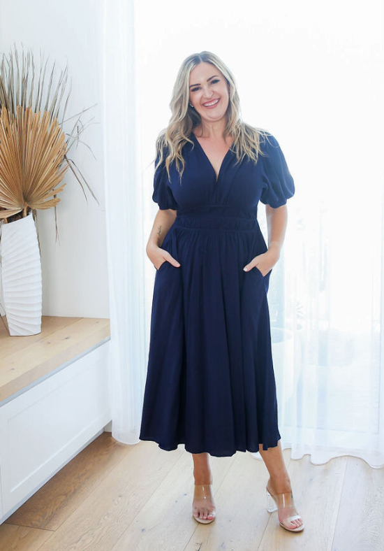 Ladies Summer Dress - V Neckline - Short Sleeves - Party Dress - Evelyn Dress - Daisy's Closet