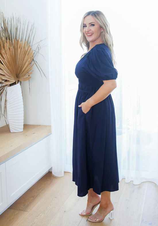 Ladies Summer Dress - V Neckline - Short Sleeves - Party Dress - Evelyn Dress - Daisy's Closet