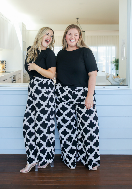 Ladies Wide Leg Pants - Slimming Waist Band - Long Black Pants - Lela Pants - Daisy's Closet