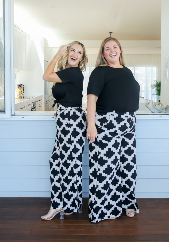 Ladies Wide Leg Pants - Slimming Waist Band - Long Black Pants - Lela Pants - Daisy's Closet