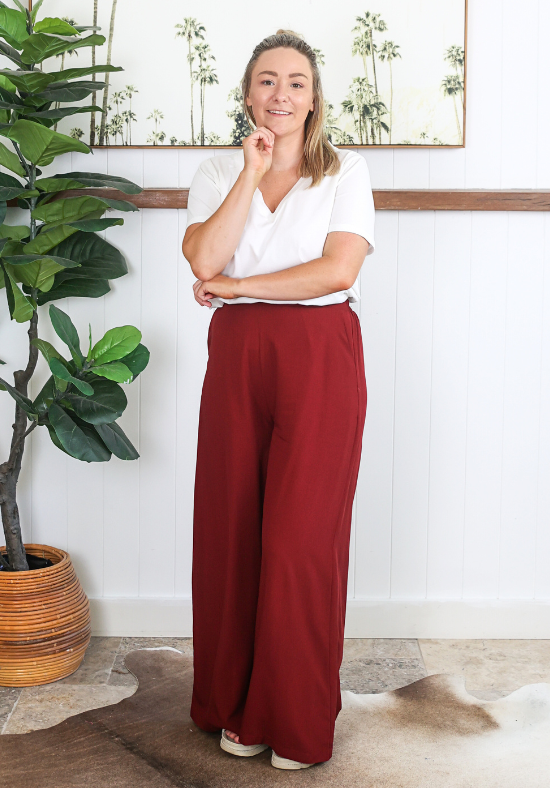 Lela Pants Maroon - Daisy’s Closet