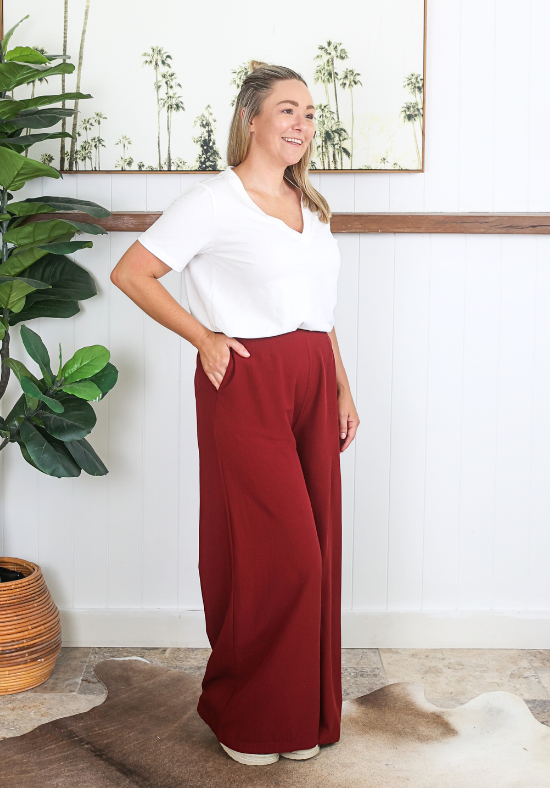 Lela Pants Maroon - Daisy’s Closet