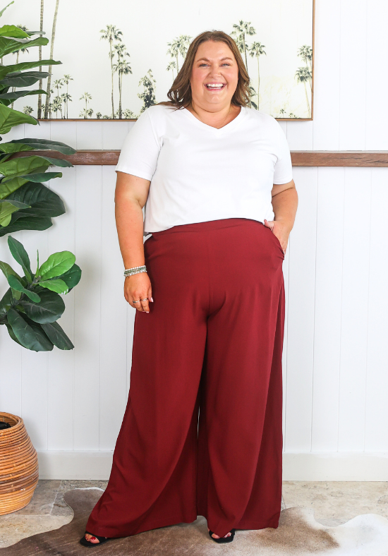 Lela Pants Maroon - Daisy’s Closet
