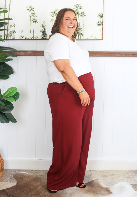 Lela Pants Maroon - Daisy’s Closet