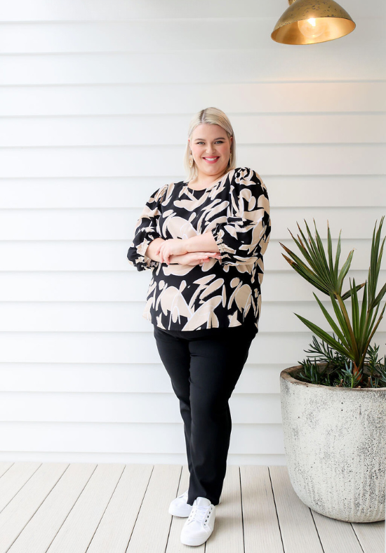 Ladies Black + White Top - Alica Top - Daisy's Closet