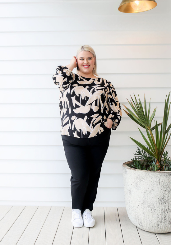Ladies Black + White Top - Alica Top - Daisy's Closet