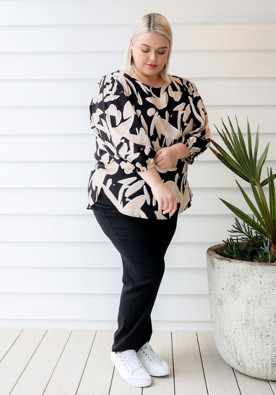 Ladies Black + White Top - Alica Top - Daisy's Closet