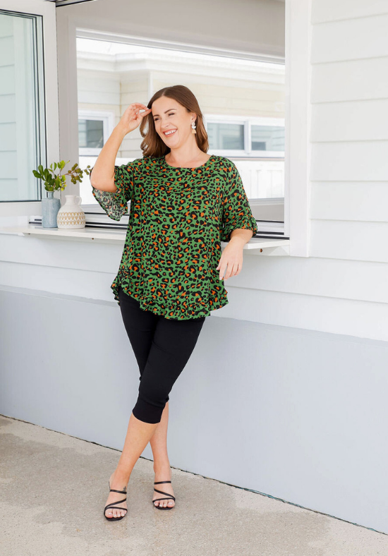 New Mila Top Khaki Leopard - Daisy’s Closet