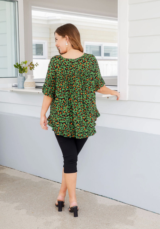 New Mila Top Khaki Leopard - Daisy’s Closet