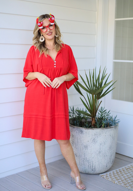 Ladies Christmas Dress - Red Dress - Kendall Dress - Daisy's Closet