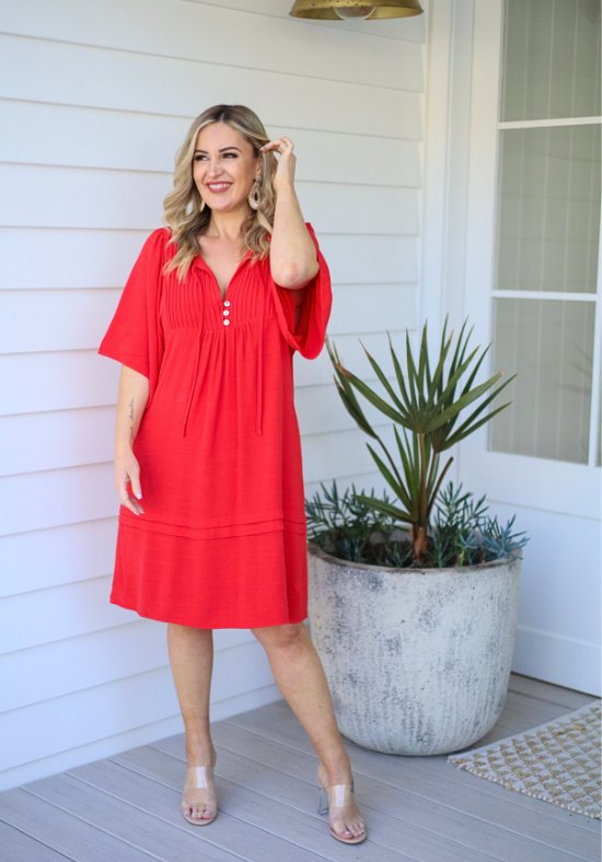 Ladies Christmas Dress - Red Dress - Kendall Dress - Daisy's Closet