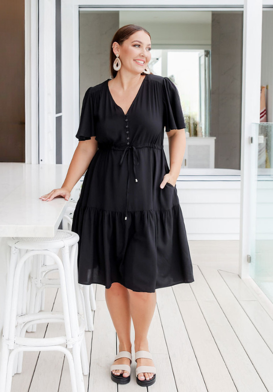 Ladies Black Dress - Short Sleeve - Tommy Dress - Daisy's Closet