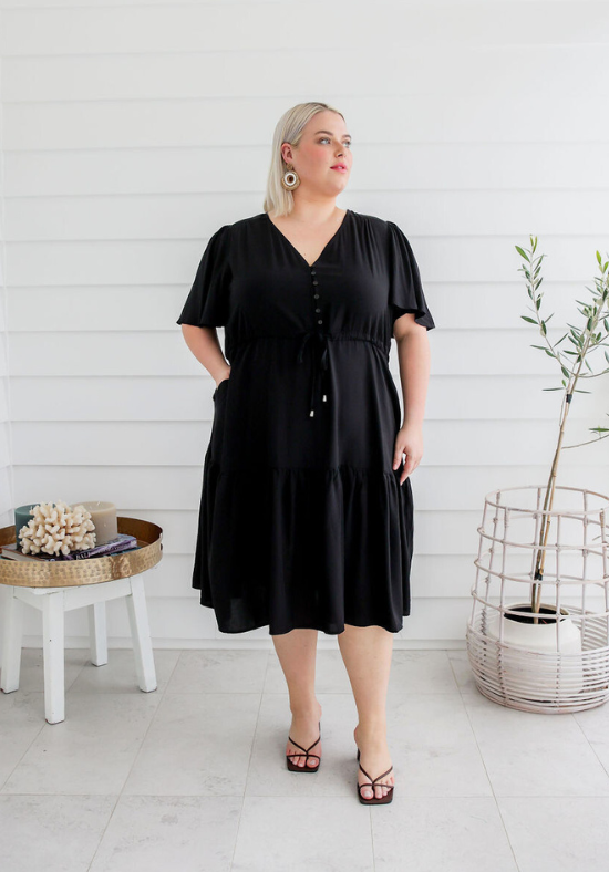 Ladies Black Dress - Short Sleeve - Tommy Dress - Daisy's Closet