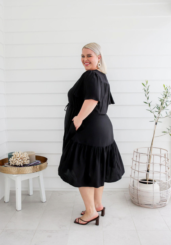 Ladies Black Dress - Short Sleeve - Tommy Dress - Daisy's Closet