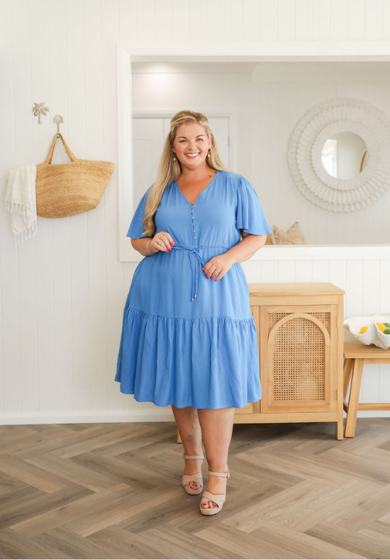 Ladies knee length blue dress - summer dress - tommy dress - daisy's closet