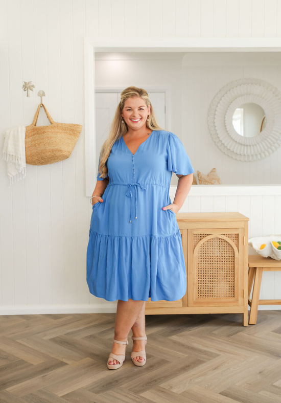 Ladies knee length blue dress - summer dress - tommy dress - daisy's closet