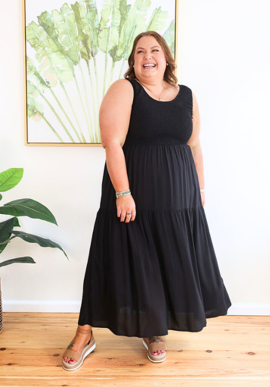 Elena Midi Dress Black - Daisy’s Closet